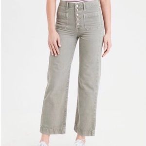 AEO High Rise Wide Leg Crop 70s Denim Pants Sz 6